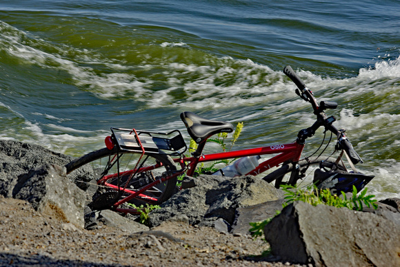 Elaine Bacal_Parked bike near rapids