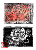 Rose linocut print