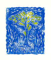 Tree linocut and print